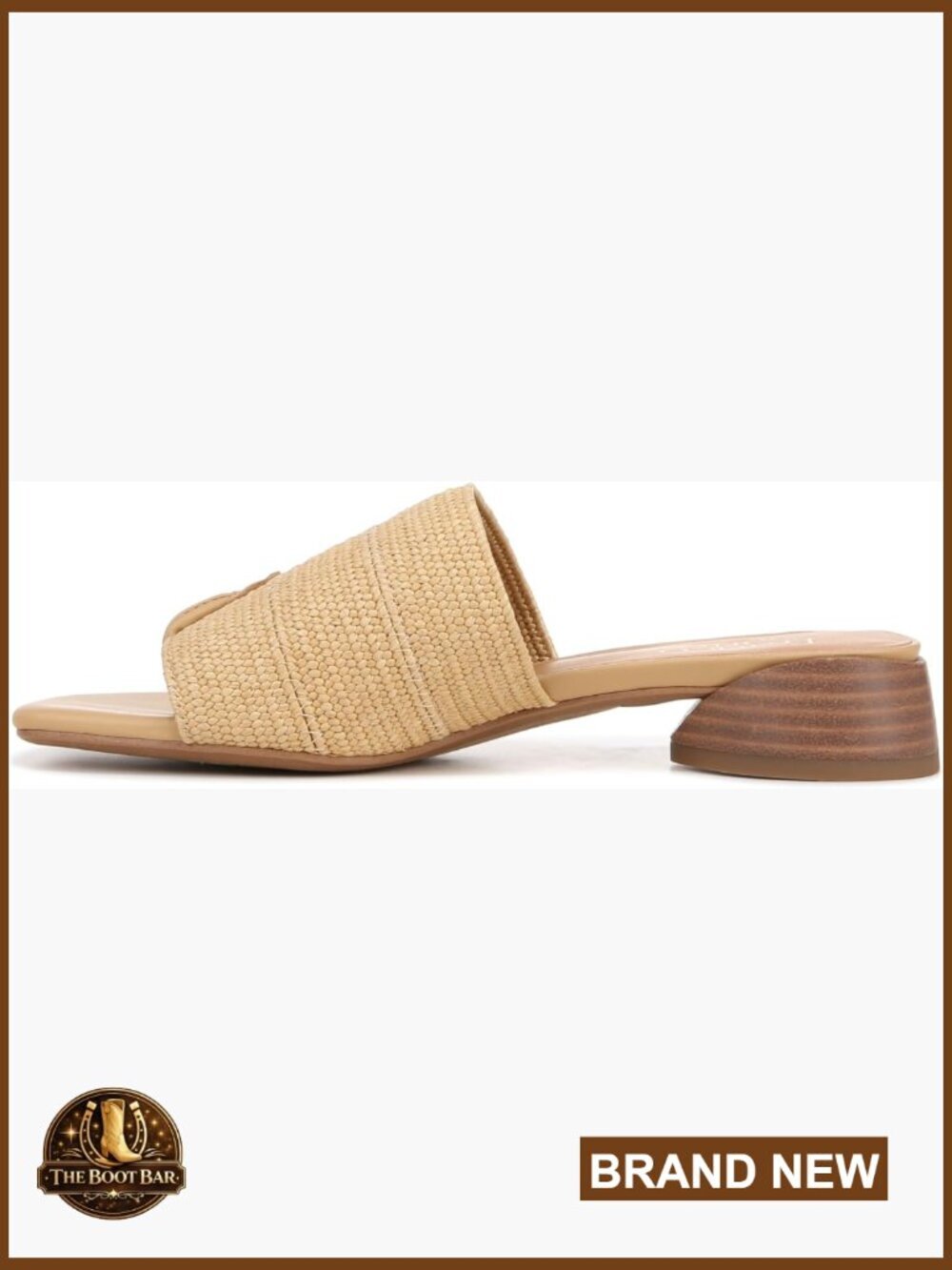 Slide Sandals - Chunky Block Heel, Raffia